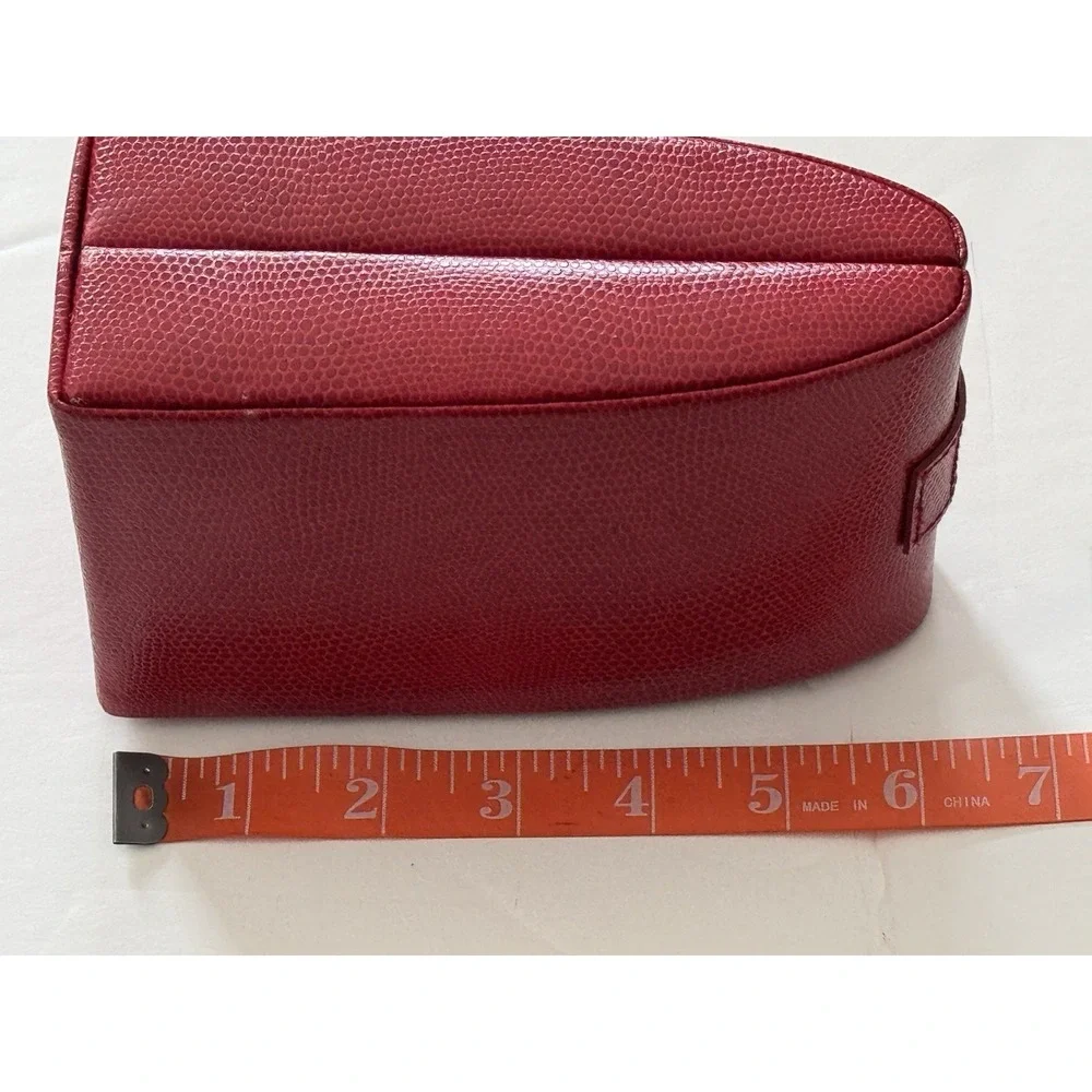 Wolf Designs Red Vintage Pebble Leather Folded Travel Jewelry Box